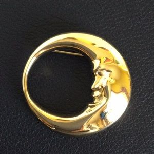 Vintage “Man in the Moon” Crescent Brooch